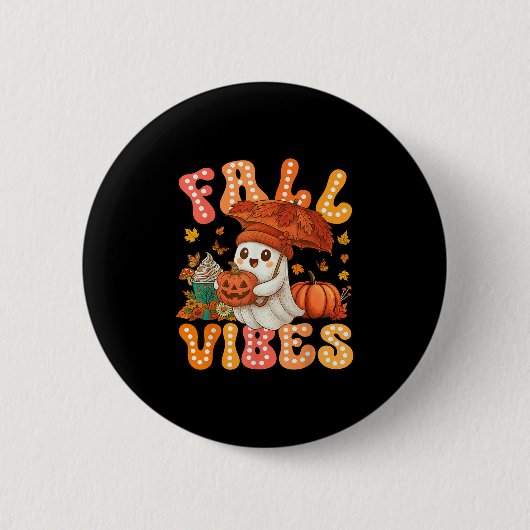 Herbstliche Retro-Kürbis-Cute-Geist-Herbst-Liebe Button (Vorderseite)