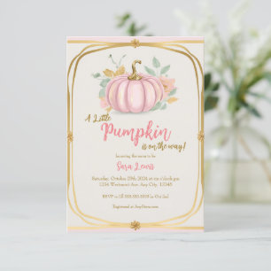 Herbstliche rosa Kürbis-Baby-Party-Einladung Einladung