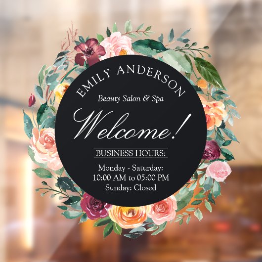 Herbstliche Rose Blume Blumengeschäft Fensteraufkleber (Blatt 2)