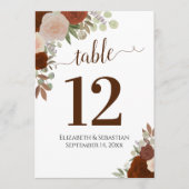 Herbstliche Rose Hochzeitkarte Tischnummer groß (Vorderseite)