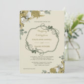 Herbstliche Rose in Gold und Silber Einladung (Stehend Vorderseite)