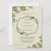 Herbstliche Rose in Gold und Silber Einladung (Vorderseite)