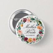 Herbstliche Rosenblumen-Blumenkranz Braut Mutter Button (Vorne & Hinten)