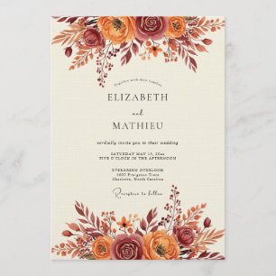 Herbstliche Rostrote Florale Whimsy-Hochzeit Einladung