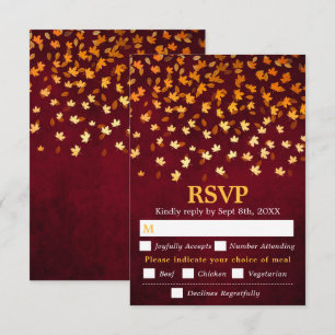 Herbstliche rote Grunge-Hochzeitsmahlzeit-Auswahl RSVP Karte