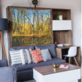 Herbstliche Ruhe: Ruhige Reflektionen am Teich Wandteppich