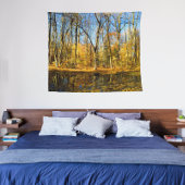 Herbstliche Ruhe: Ruhige Reflektionen am Teich Wandteppich