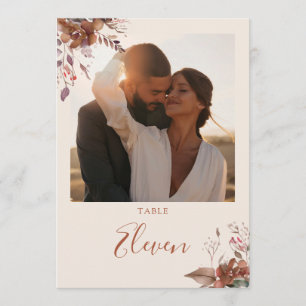 Herbstliche rustikale Blumen-Foto-Tischnummer Dankeskarte