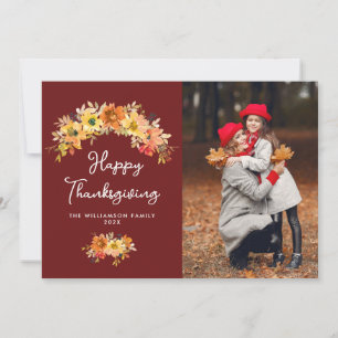 Herbstliche rustikale Blumen Happy Thanksgiving Ka Feiertagskarte
