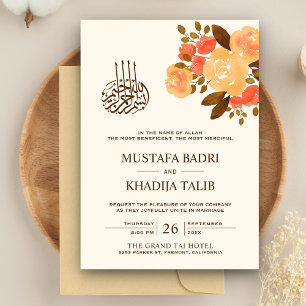 Herbstliche rustikale Blumen Hochzeit islamisch mu Einladung