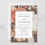 Herbstliche Rustikale Blütenhochzeit, weich-braune Einladung (Vorderseite)