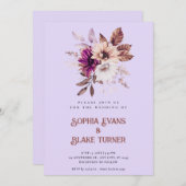 Herbstliche Rustikale Botanische Lila Hochzeit Einladung (Vorne/Hinten)