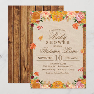 Herbstliche rustikale Floral-Baby-Shower-Einladung Einladung