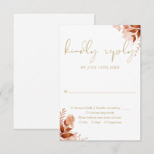 Herbstliche Rustikale Florale Elegante Goldene Hoc RSVP Karte