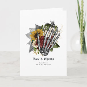 Herbstliche rustikale florale gotische Hochzeit Dankeskarte