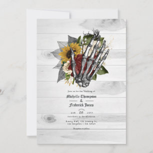 Herbstliche Rustikale Florale Gotische Hochzeit Einladung