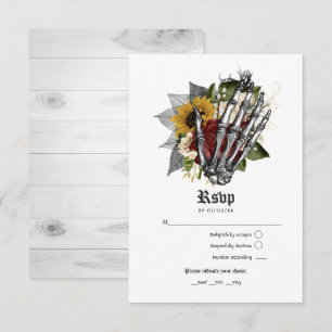 Herbstliche rustikale florale gotische Hochzeit RSVP Karte