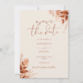 Herbstliche Rustikale Florale Schrift Hochzeit Save The Date (Vorderseite)