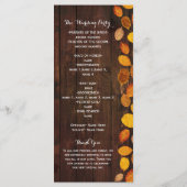 Herbstliche rustikale goldene Blätter Hochzeitspro Programm (Rückseite)