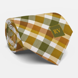 Herbstliche Rustikale Herbst Karo Monogramm Krawatte