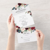 Herbstliche Rustikale Hochzeit der Burgund All In One Einladung (Abreißen)