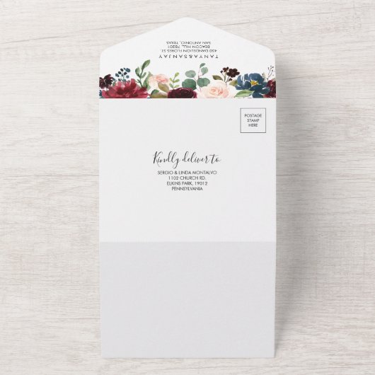 Herbstliche Rustikale Hochzeit der Burgund All In One Einladung (Außenbereich)