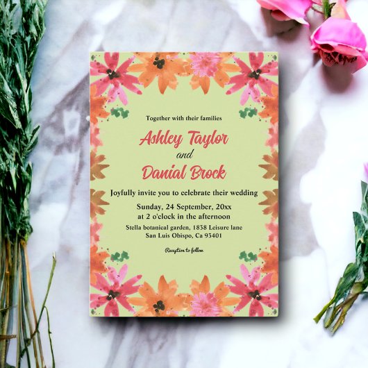 Herbstliche Rustikale Hochzeit im Herbst Wasserfar Einladung