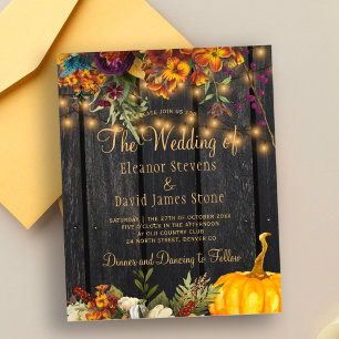 Herbstliche rustikale Holz Hochzeitseinladung im n
