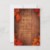 Herbstliche Rustikale Holzblätter RSVP Karte (Vorderseite)