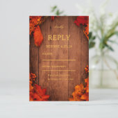 Herbstliche Rustikale Holzblätter RSVP Karte (Stehend Vorderseite)