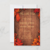 Herbstliche Rustikale Holzblätter Save The Date (Vorderseite)