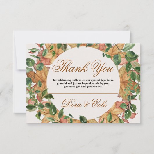 Herbstliche Rustikale Orangensafari Hochzeit Wasse Dankeskarte (Vorderseite)