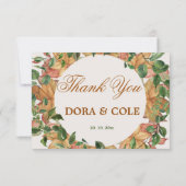 Herbstliche Rustikale Orangensafari Hochzeit Wasse Dankeskarte (Rückseite)