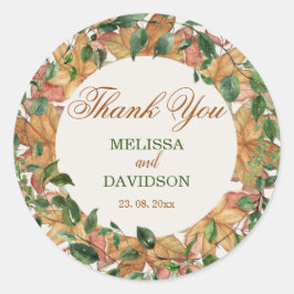 Herbstliche Rustikale Orangensafari Hochzeit Wasse Runder Aufkleber