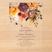 Herbstliche Rustikale Pflaumenblütenhochzeit Acryleinladungen (Vorderseite)