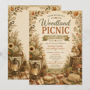 Herbstliche rustikale Wald-Picknick-Einladung Einladung