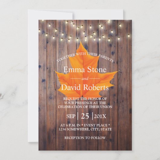 Herbstliche Saitenlichter in der Liebe versinken Einladung (Vorderseite)