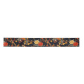 Herbstliche schwarze orange Chinoiserie-Blätter Satinband (Vorderseite)