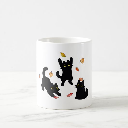 Herbstliche Silhouetten schwarzer Katzen Kaffeetasse (Mittel)