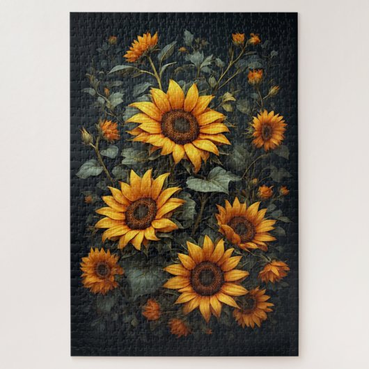 Herbstliche Sonnenblumen-Blumenarrangement Puzzle (Vertikal)