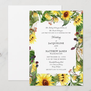 Herbstliche Sonnenblumen-Hochzeit Einladung