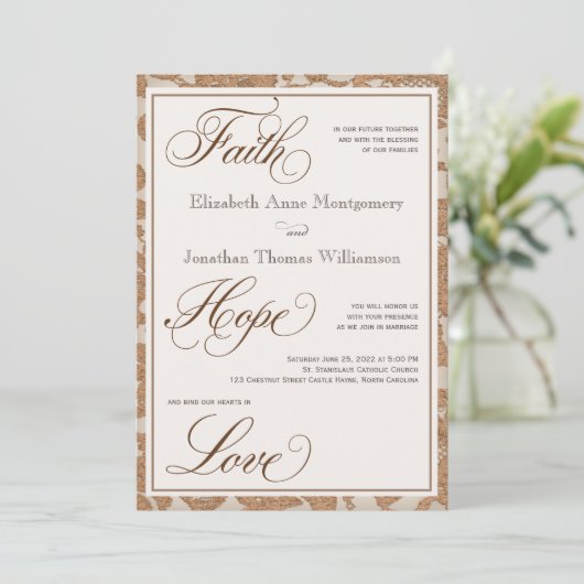 Herbstliche Spitze Glaube Hoffnung Liebe Einladung (Stehend Vorderseite)