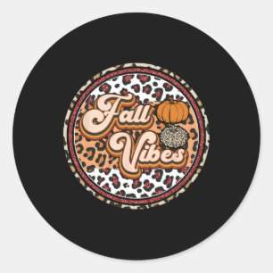 Herbstliche Stimmung Retro Vintage Leopard Kreis K Runder Aufkleber