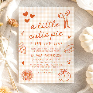Herbstliche süße Handzeichnung Little Cutie Pie Ba Einladung