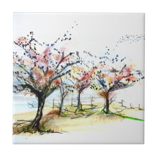 Herbstliche T-Shirts und Vögel Fliese (Vorderseite)