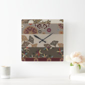 Herbstliche Tapisserie II Quadratische Wanduhr (Zuhause)