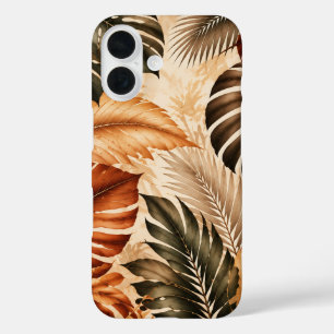 Herbstliche Tropische Monstera-Botanik-Muster iPhone 16 Hülle
