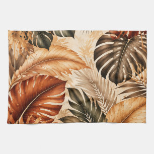 Herbstliche Tropische Monstera-Botanik-Muster Geschirrtuch