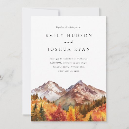 Herbstliche UAWG in einer QR-Hochzeit Einladung (Vorderseite)