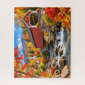 Herbstliche überdachte Brücke Puzzle (Vertikal)